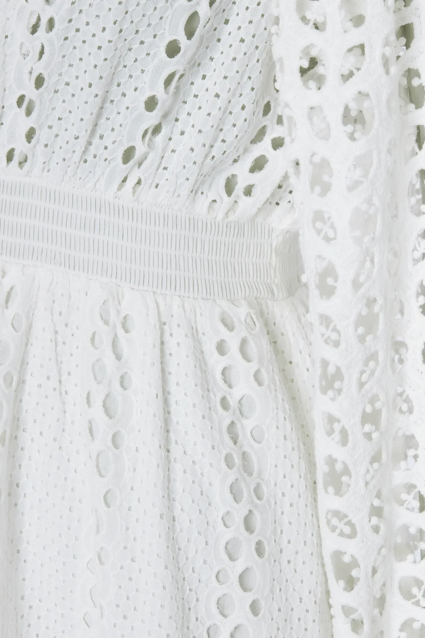 Broderie Lace V-Neck Midi Dress