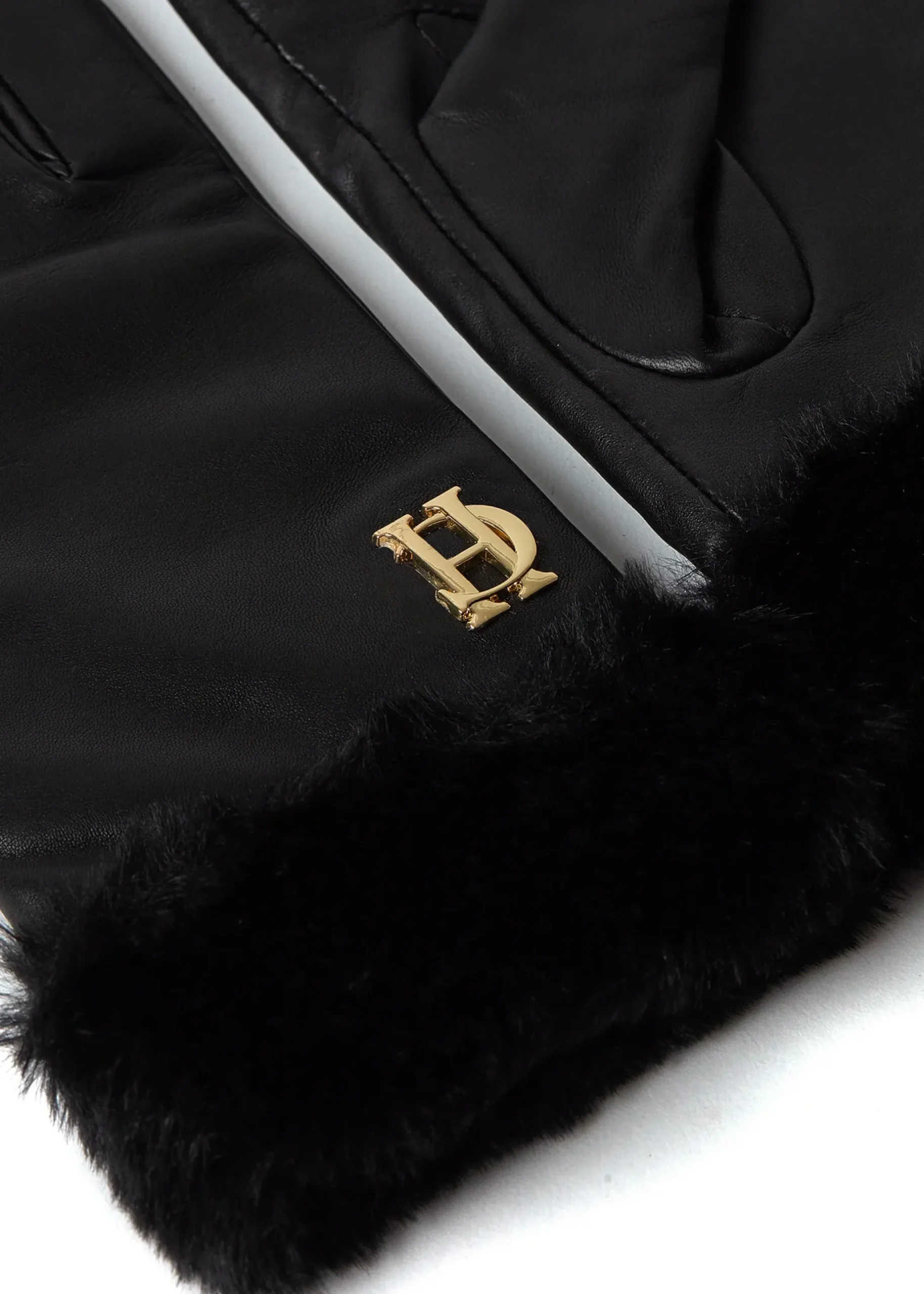 Cashmere Lined Faux Trim Leather Gloves
