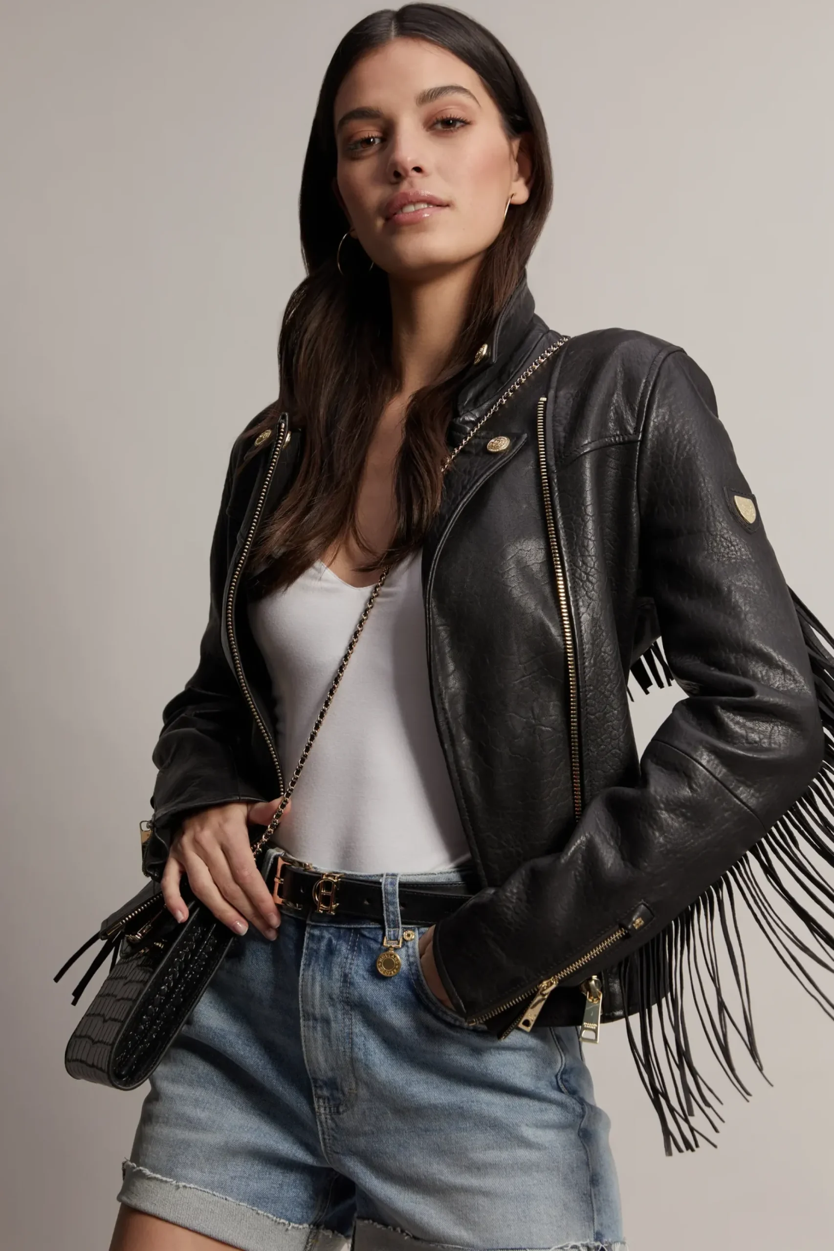 Fringed Leather Biker Jacket