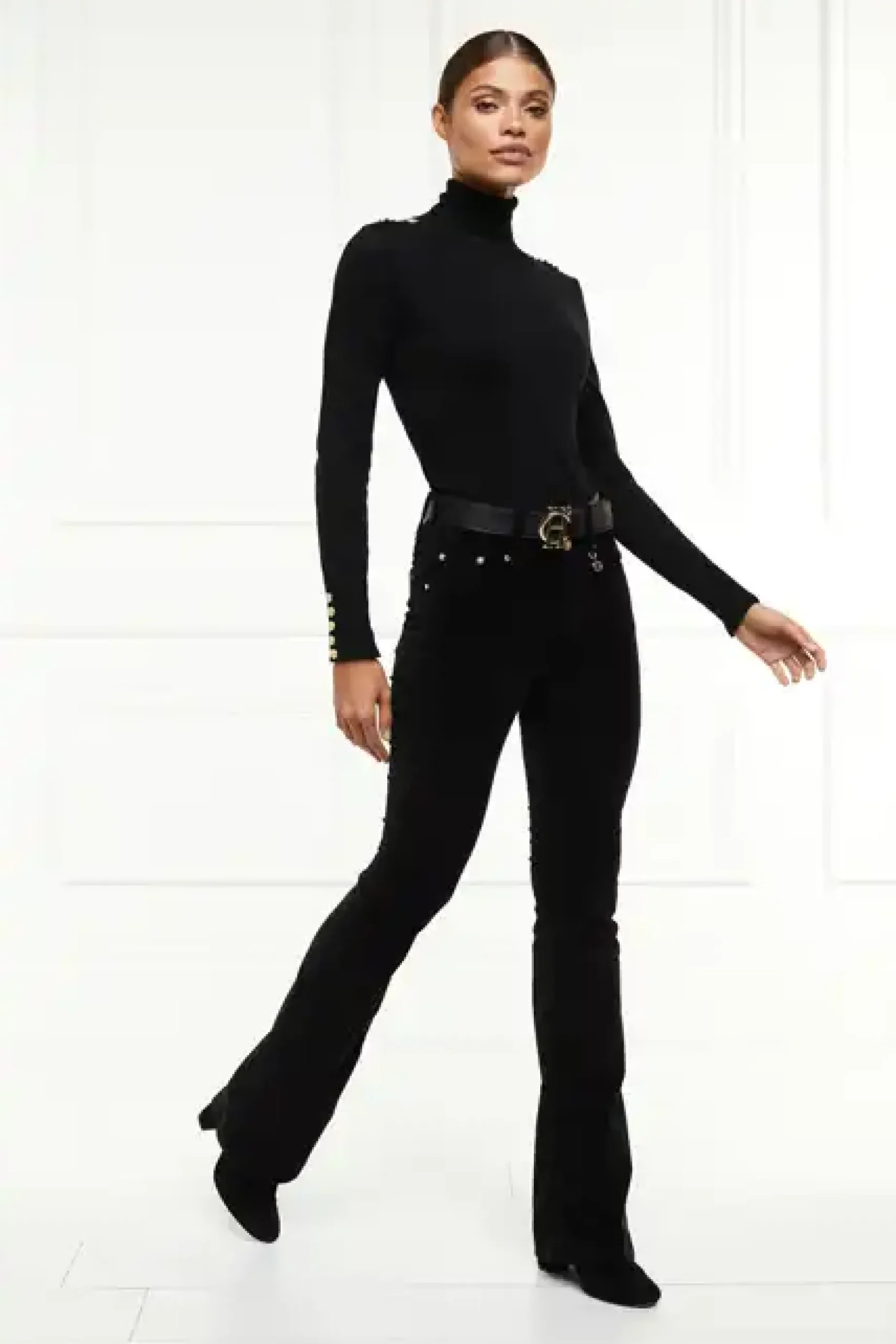 High Rise Velvet Flare