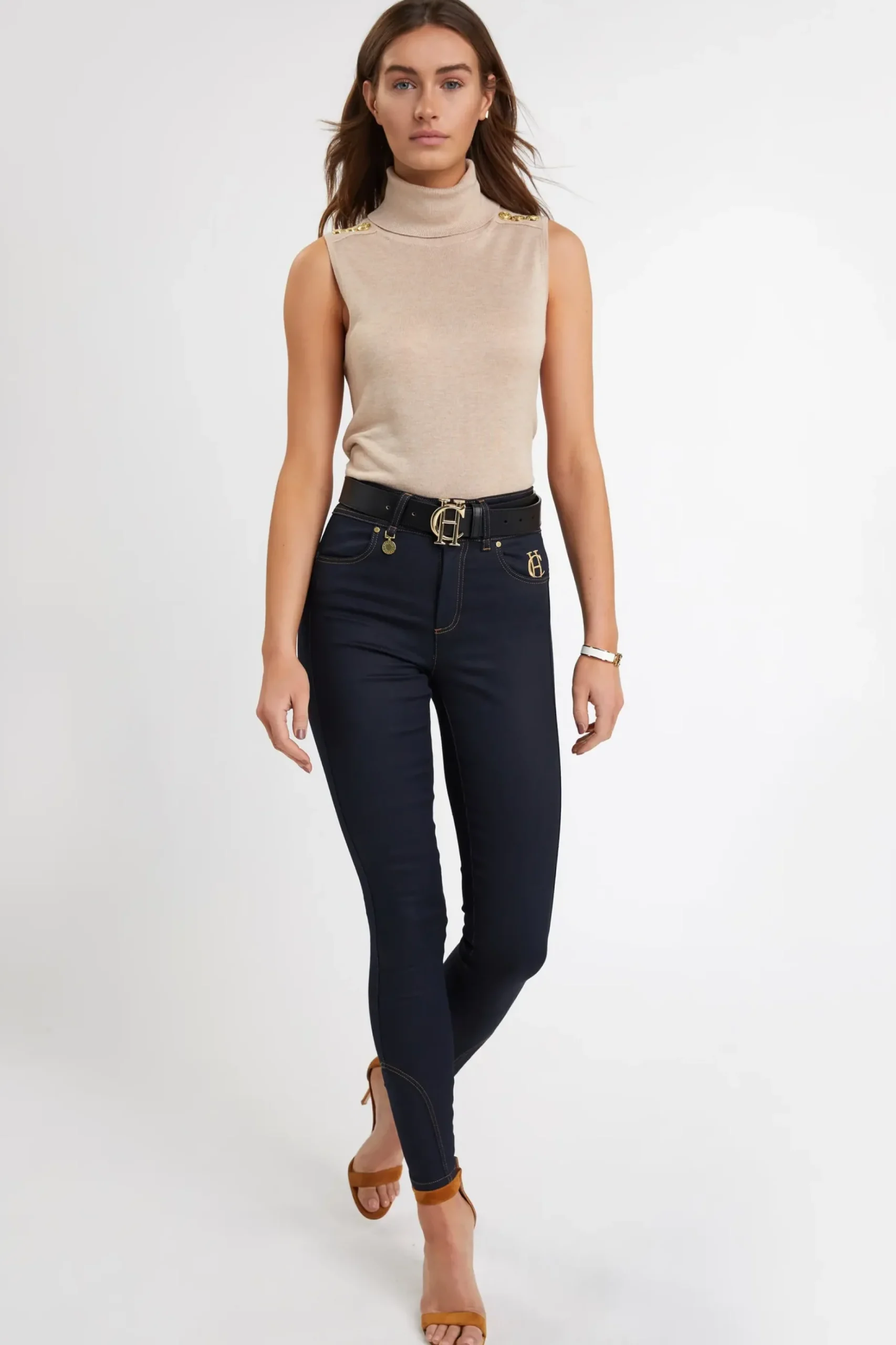 Luxury Sleeveless Roll Neck
